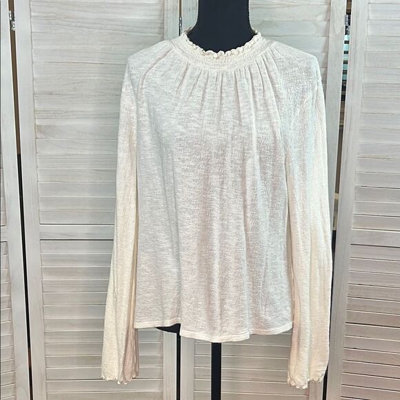 Madewell Tops - Madewell Texture & Thread Ruffled Mockneck Top Ivory Large